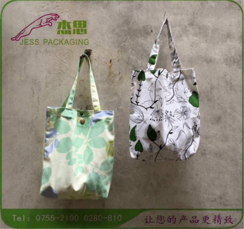 设计新款简约帆布清新印花大容量购物袋手提包斜挎单肩收纳包