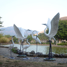 玻璃钢白鹭白鹤雕塑公园园林水景花园景观摆件鸟类仙鹤雕塑