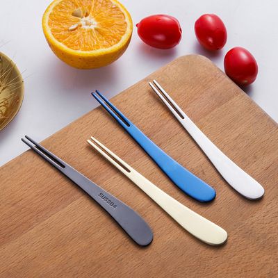 304 Stainless steel Japanese Fruit fork originality lovely Two teeth Dessert Cake fork Fruit sign Manufactor wholesale