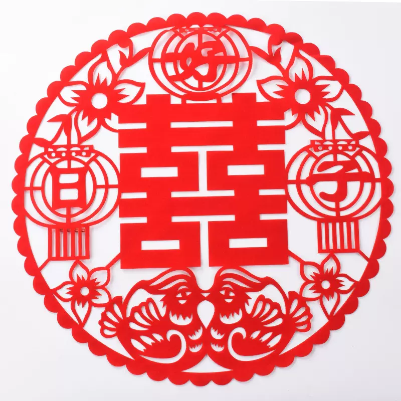 各类双喜字贴画无纺布拉花窗花贴婚房宴装饰用品喜庆立体字贴画