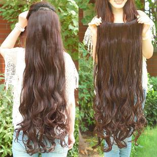 Spot wholesale 6 clip curly hair fairy matte silk long 100cm long curly hair one piece wig