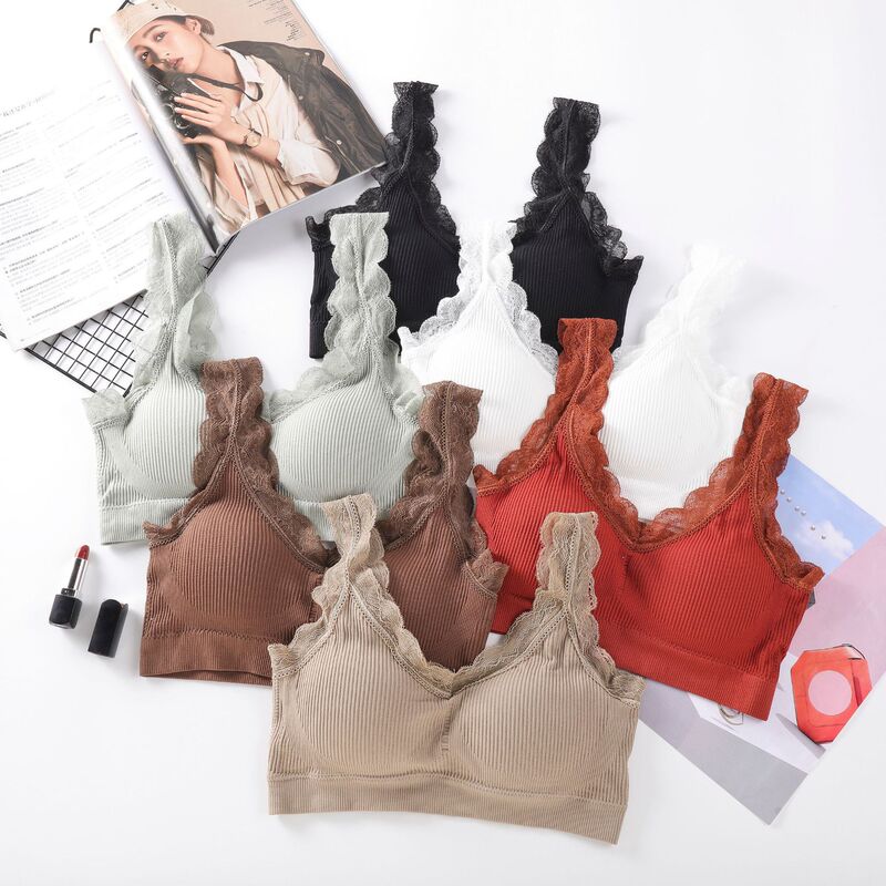 Seamless Bear Fairy Lace Wrap Breast Tube Top Anti-running Thread Beauty Back Sleeping Sports No Rings Bra for Women