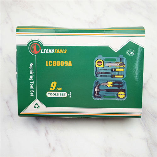 Car emergency tool box 9-piece household hardware combination tool set Car home dual-purpose emergency kit 8009A-1