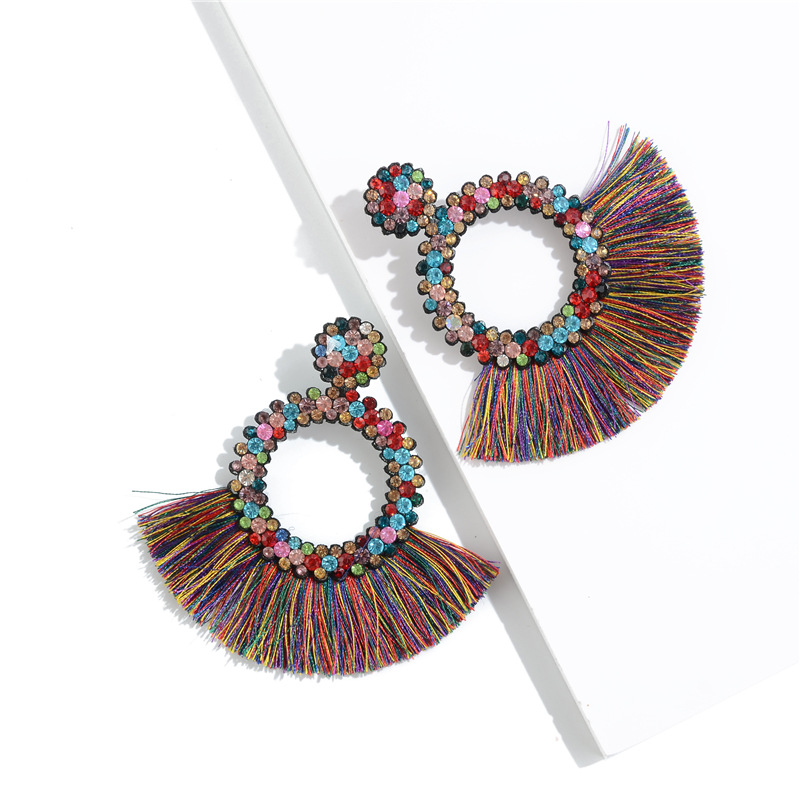 1 Pair Bohemian Round Alloy Tassel Women's Drop Earrings display picture 3