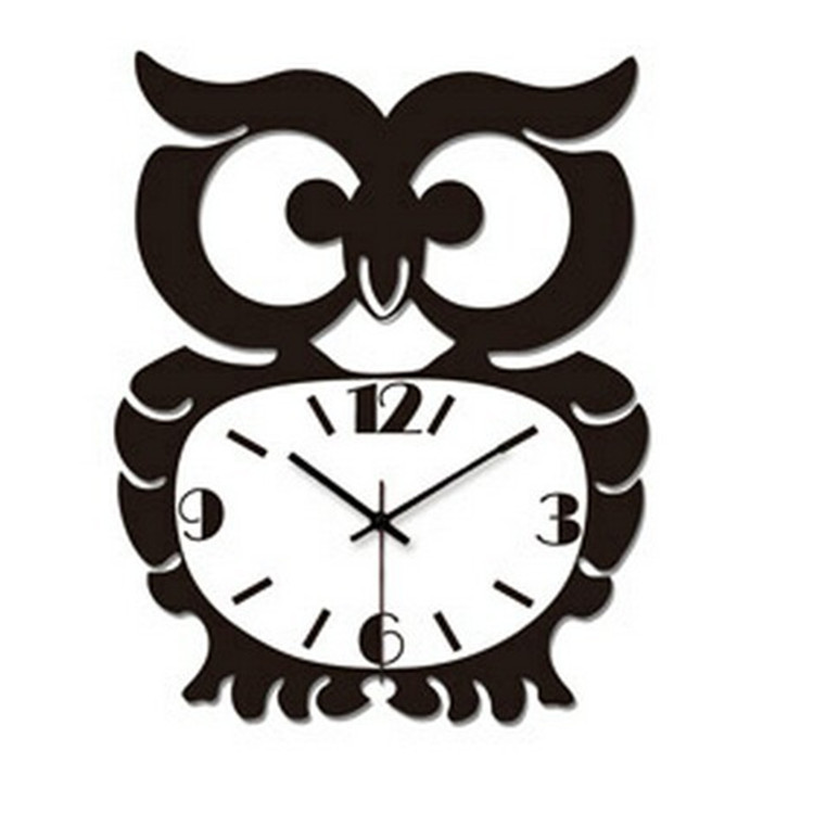 创意卡通猫头鹰挂钟客厅儿童房亚克力时钟墙面装饰静音钟表