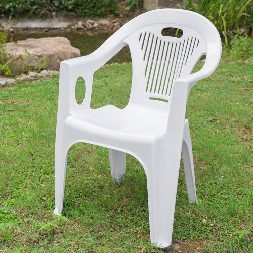 Outdoor plastic backrest chair indoor mahjong chair white large bar stool thick adult backrest dining chair wholesale