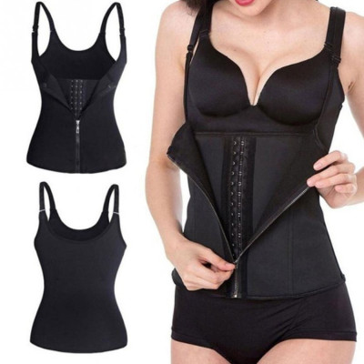 拉鏈式女士美體收腹宮廷束身衣 氯丁橡膠3層貼布排汗背心塑身衣