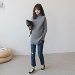 Осенний модный вязаный свитер, в корейском стиле, большой размер, длинный рукав