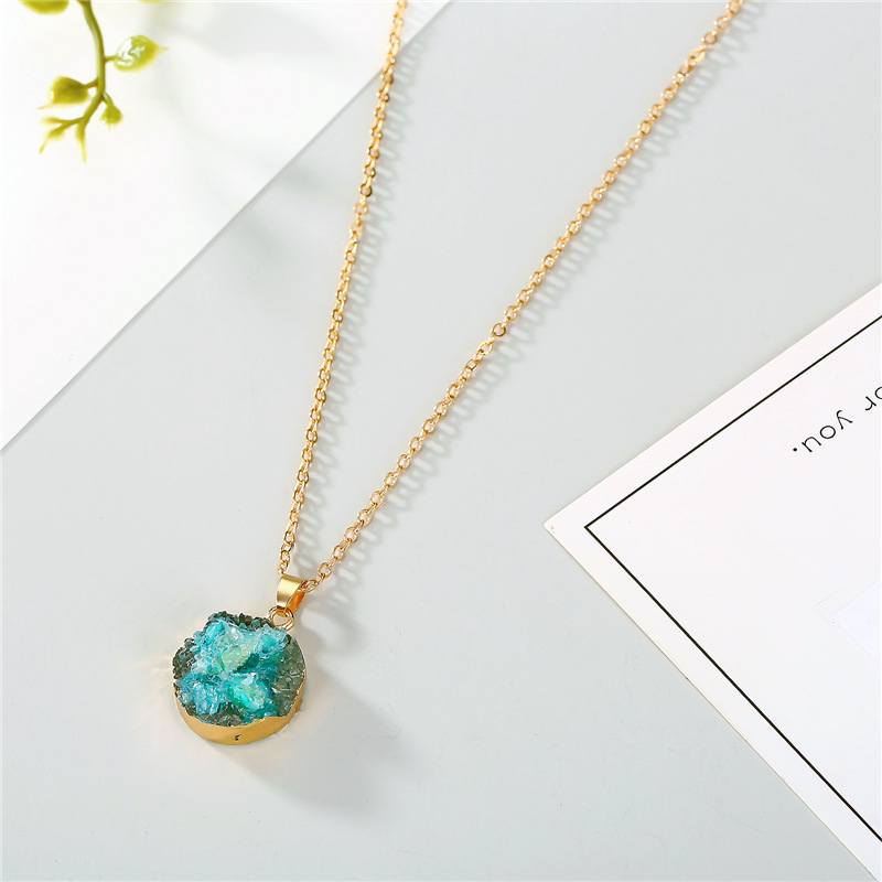 Jewelry Original Shell Necklace Imitation Natural Stone Round Pendant Resin Necklacepicture5