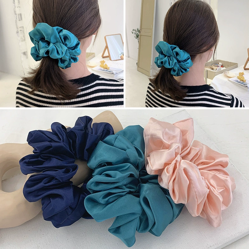 ladies head wraps Fashion Silk Organza Solid Color Big Scrunchie Women Girls Elastic Hair Band Ponytail Holder Hair Tie Hair Accessories Wholesale hair clips for women