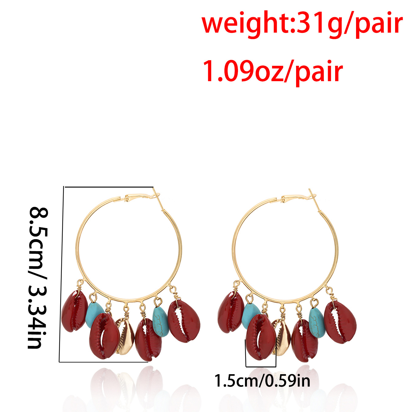 Jewelry Simple Large Circle Turquoise Women Spray Painted Shell Ethnic Style Exaggerated Earrings_voghion.com