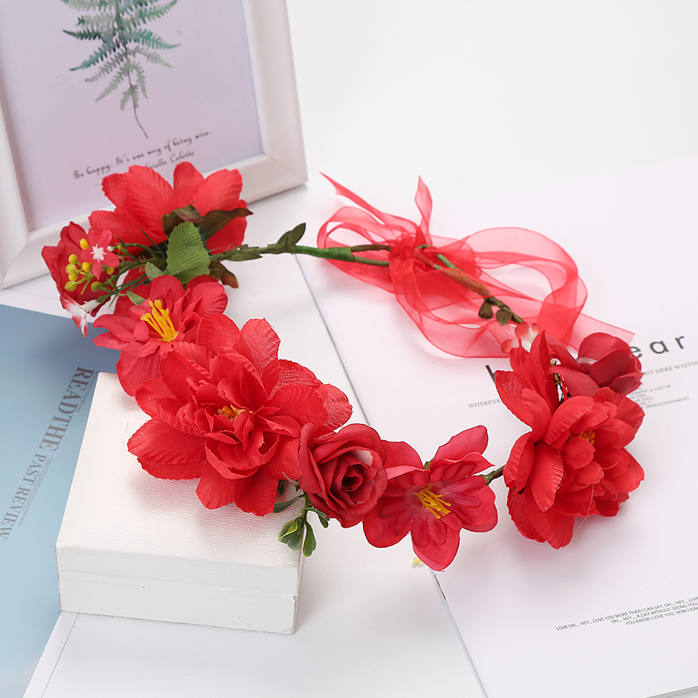 Suministro transfronterizo Europeo y Americano tocado nupcial flor artificial guirnalda tocado hecho a mano diadema tocado multi-color opcional