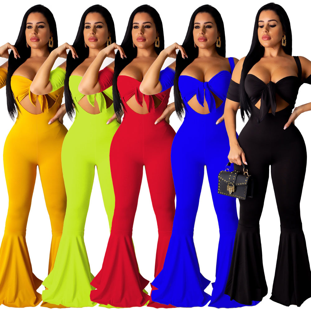 sexy multicolor tube top horn jumpsuit two-piece set NSSJW63026