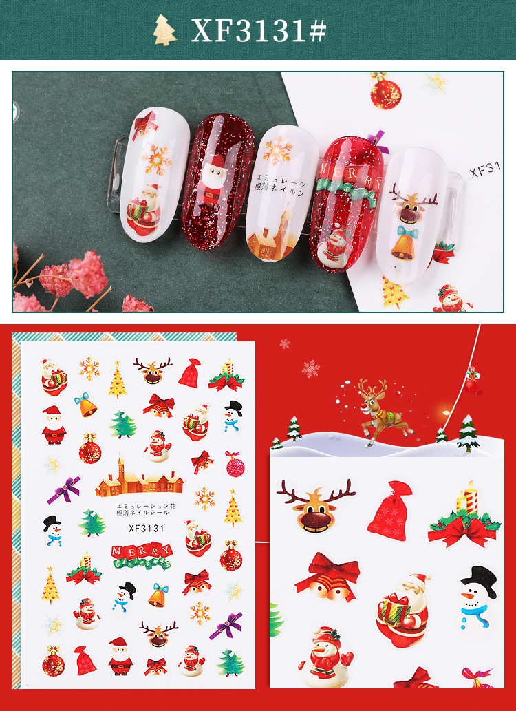 Cute Christmas Tree Snowflake Christmas Stickers Nail Decoration Accessories display picture 2