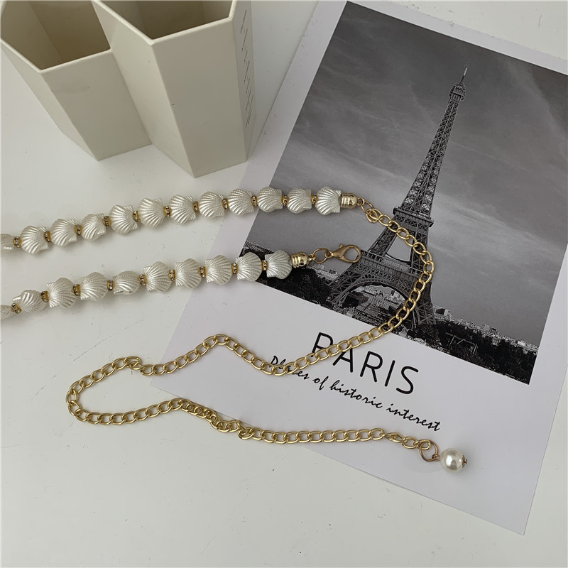 Elegant Women's Waist Chain With Pearl Shell For Dresses And Belts_voghion.com