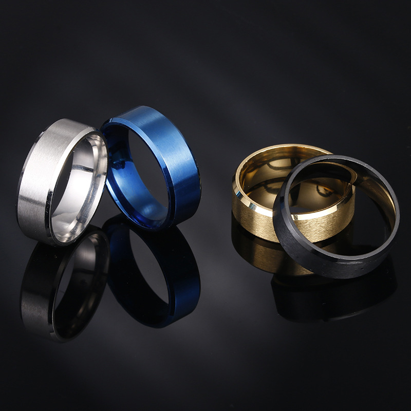 8mm Matte Stainless Steel Men's Ring Simple Fashion Jewelry Wholesale display picture 3