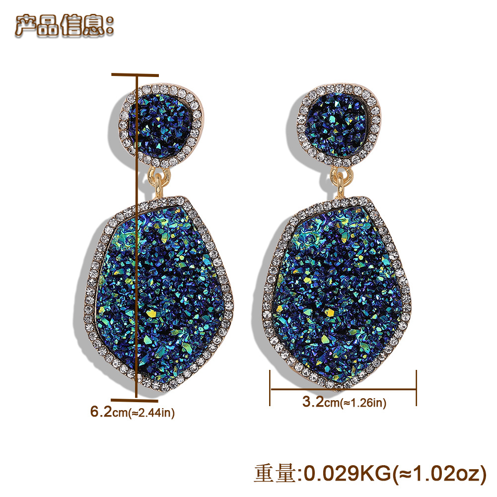 Frosted Alloy Earrings With Diamonds display picture 1