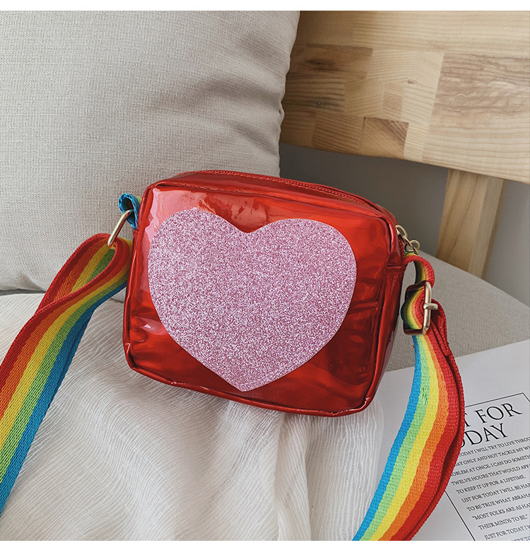 Girl'S Small Pu Leather Rainbow Heart Shape Cute Zipper Crossbody Bag display picture 10