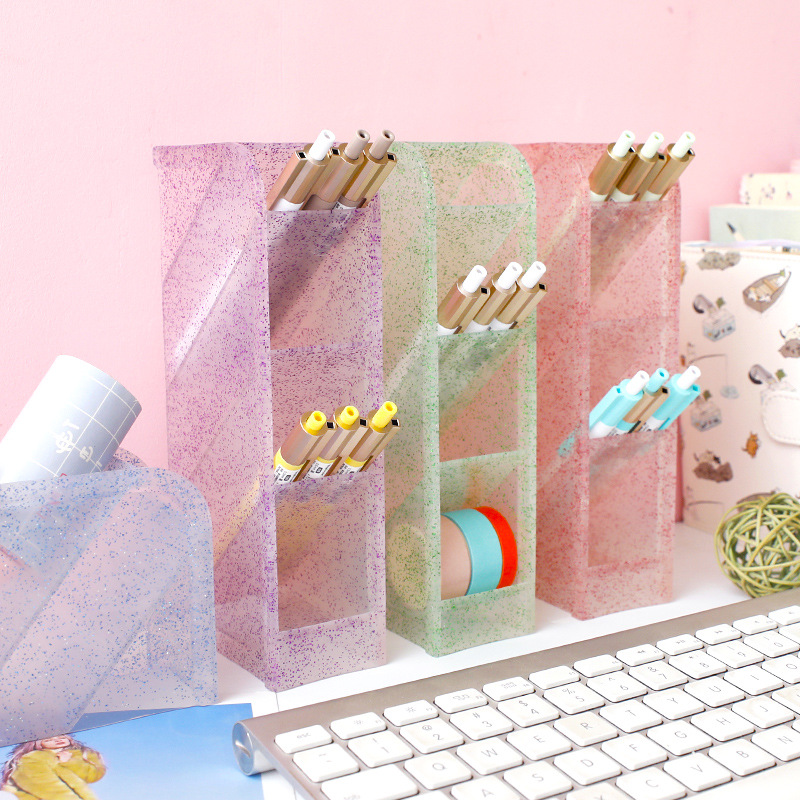 Nesting tassels Glitter powder pen container desk desktop storage box Stationery Shelf transparent Cosmetic brush Storage bin