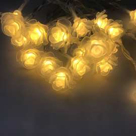 LED串灯玫瑰花彩灯房间婚庆塑料花灯串仿真玫瑰花装饰灯工厂批发