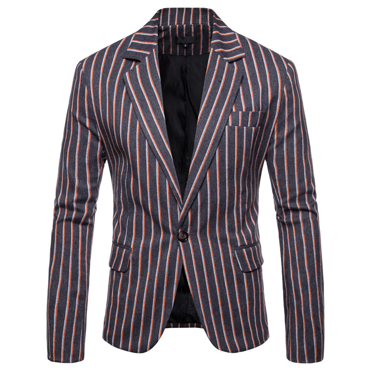 New Spring And Autumn Men'S Fashion Leisure Youth Stripe Suit