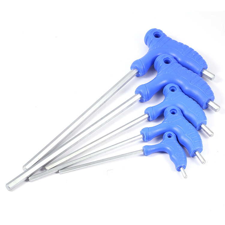 Muleta de inyección monocromática Llave de cabeza plana de flor de ciruelo hexagonal en forma de T Material de acero de vanadio CRV multi-Especificación