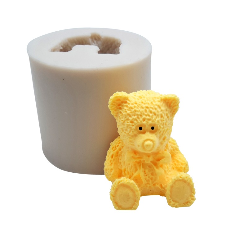 3D tridimensional hielo oso fondant molde pareja oso pastel de silicona molde de arena piel perro saliva cerdo mousse molde de la torta