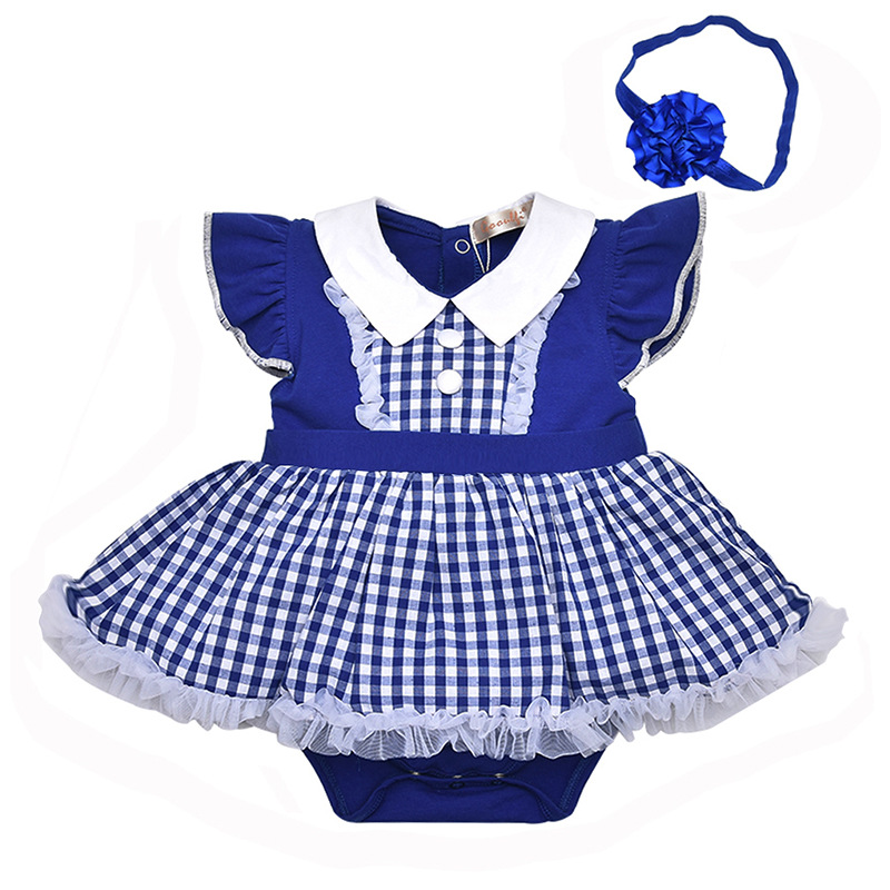 外贸童装批发厂家货源梭织红白格子幼儿夏新款儿童连身包屁裙