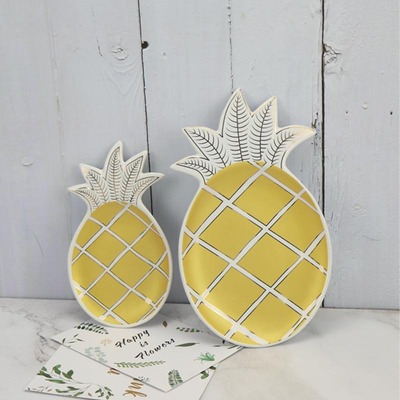 创意陶瓷镀金菠萝盘收纳盘家居客厅摆件装饰盘样板间陶瓷盘软装|ms