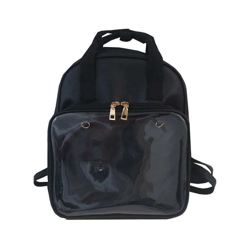 Backpack, polyurethane capacious school bag, transparent travel bag for leisure, 2020, Korean style