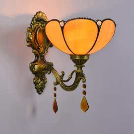 欧琈蒂凡尼彩色玻璃镜前灯田园水晶床头壁灯酒吧餐厅阳台墙壁灯