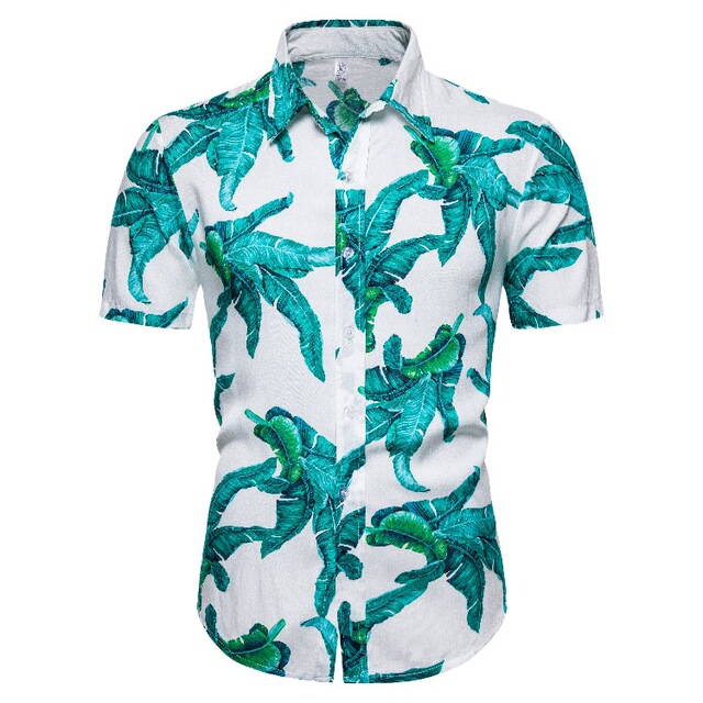 Hawaiian high quality cotton short sleeve Lapel shirt