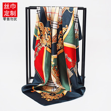 印花丝巾定制 数码印花logo方巾 英国宫廷风vintage silk scarf