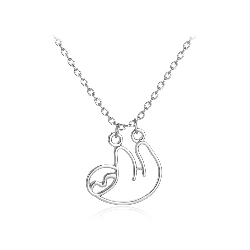 hollow animal bear koala necklace clavicle chain cute fun little sloth pendant necklace wholesale ni