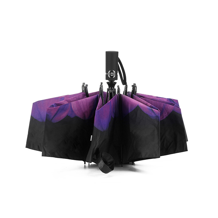 电商黑胶防紫外线自动三折雨伞防晒晴雨伞折叠创意星空遮阳伞logo