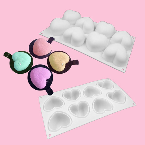 French Italian 8-Heart Silicone Cake Mold DIY Baking Mold Dessert Strawberry Heart Mousse Cake Mold