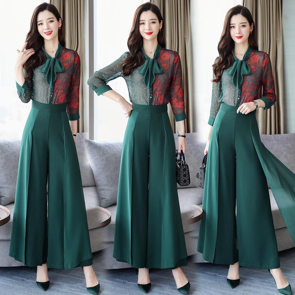 Broad-legged pants suit Summer suit New fashion fashion two pieces