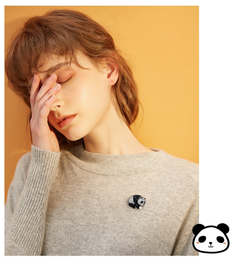 Süß Panda Legierung Überzug Inlay Strasssteine Perle Unisex Broschen display picture 3