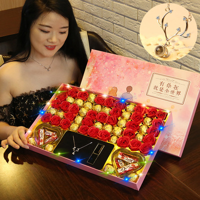 巧克力香皂花礼盒生日礼物女生浪漫新奇七夕情人节礼物 创意新款