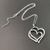 Fashionable metal accessory, pendant heart-shaped heart shaped, necklace, wholesale, diamond encrusted
