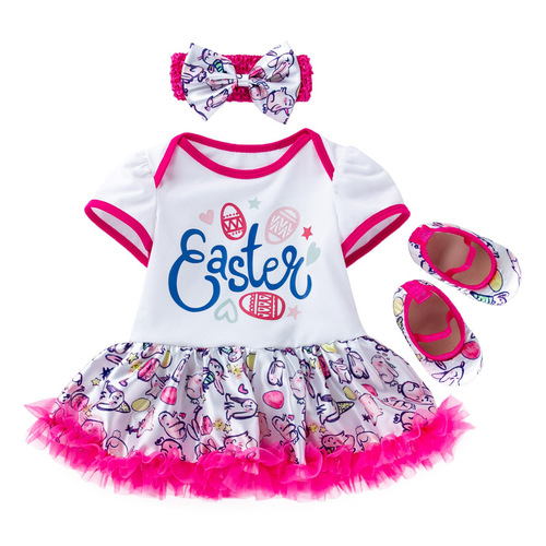 Easter Baby birthday party dresses dress Baby birthday dresses cartoon short sleeve one-piece children holiday dress