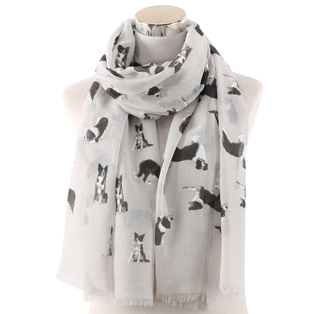 110g Weight Scarf Classification Daily Occasion Women's Streetwear Dog Polyester Printing Scarf