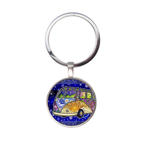 New Product Accessory Anti-War Peace Time Gem Keychain Key Ring Silver Alloy Pendant