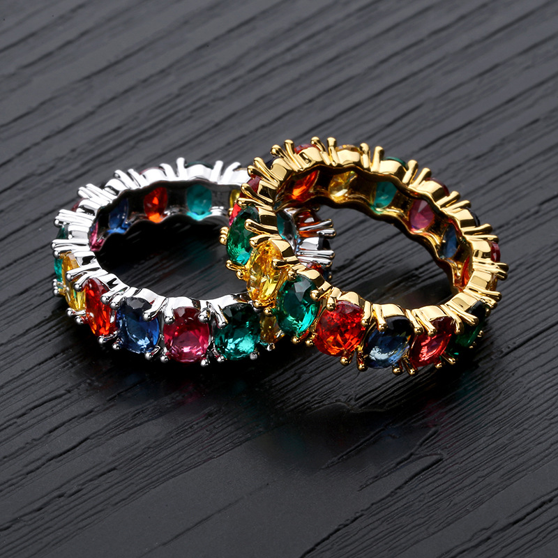 Brand rainbow small ring with zircon hip-hop style for men and women