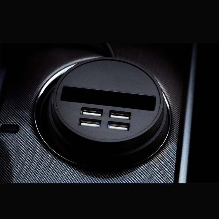 一拖四点烟器4口USB快充充电器带卡槽电源线车载充电器厂家直销