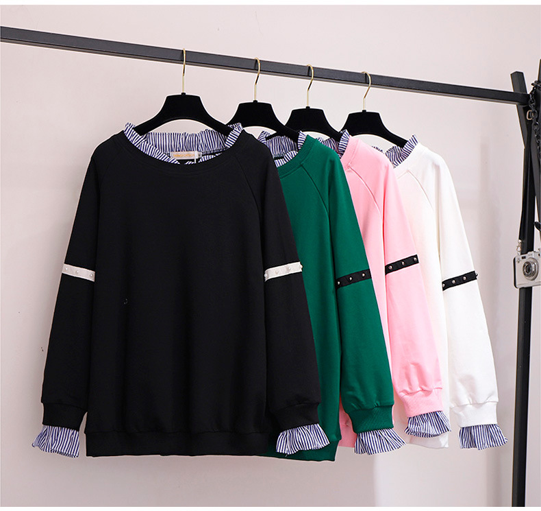 Vêtements pour femmes Fat Mm Automne Pull épaissi Imprimé Pantalon en jean ample Costume décontracté mince_voghion.com