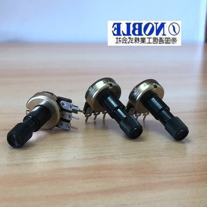日本贵族 161型单联3脚电位器B100K带固定脚 柄长25MM花 轴径8MM