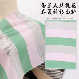 条纹色织提花天丝面料 彩色条子布衬衫面料 连衣裙布料