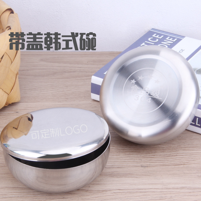 Stainless steel strip Korean bowls Rice bowl monolayer Rice bowl Korean pickled cabbage Retained samples the republic of korea Food bowl