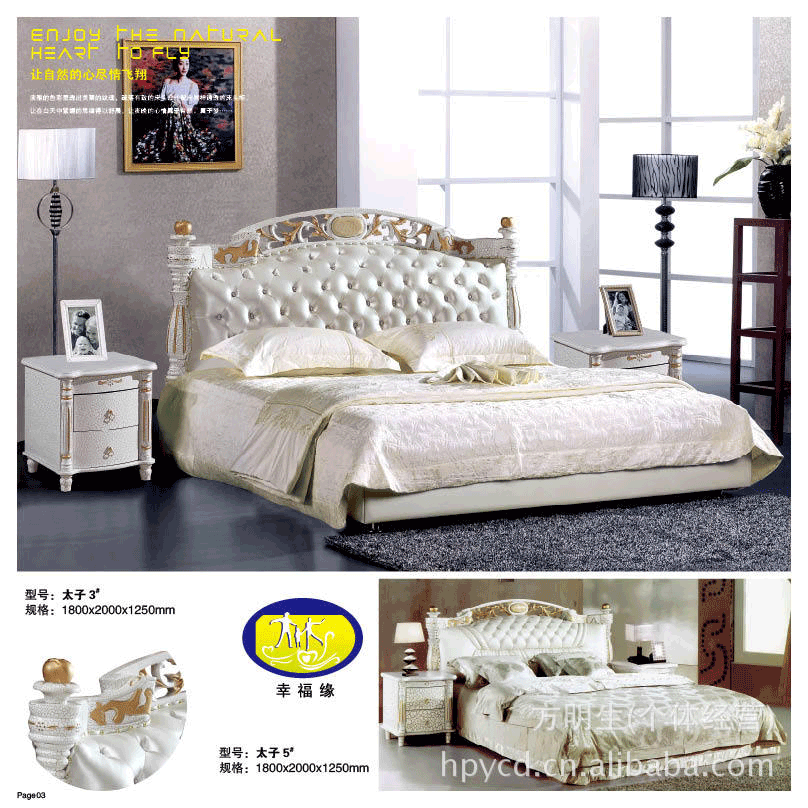 1.8 simple and easy Double cowhide Leather bed modern European style Simplicity Prince bed Customized Manufactor wholesale